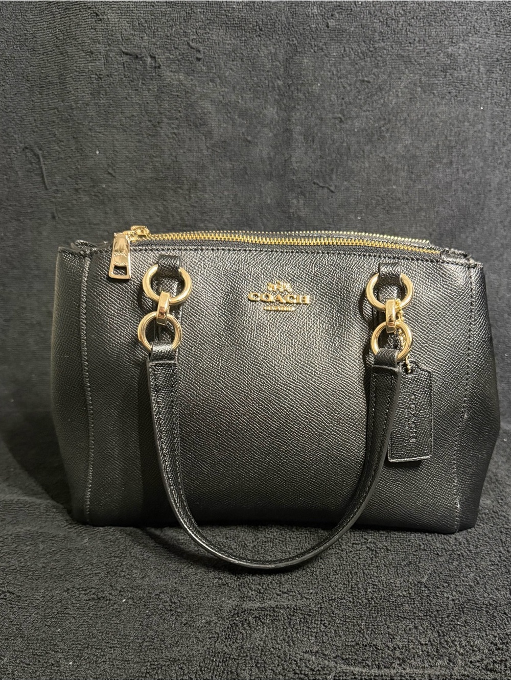 Coach Black Christie Carryall Tote in Pebble Leather